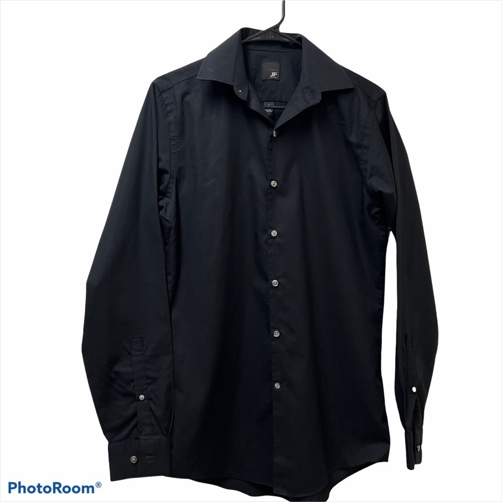JF J. Ferrar Black Button Front Dress Shirt